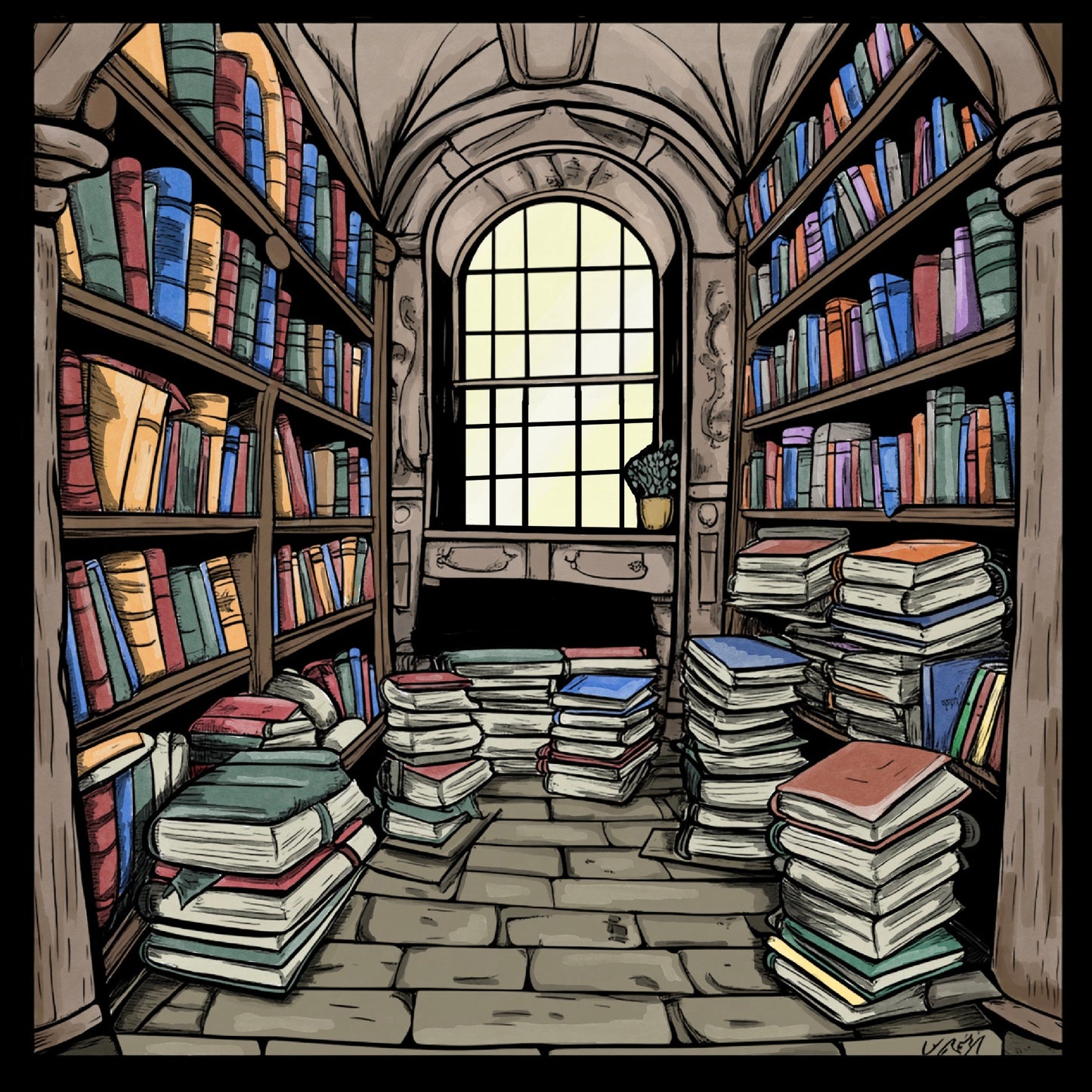 Motiv-Panel Kunstleder Bücherei