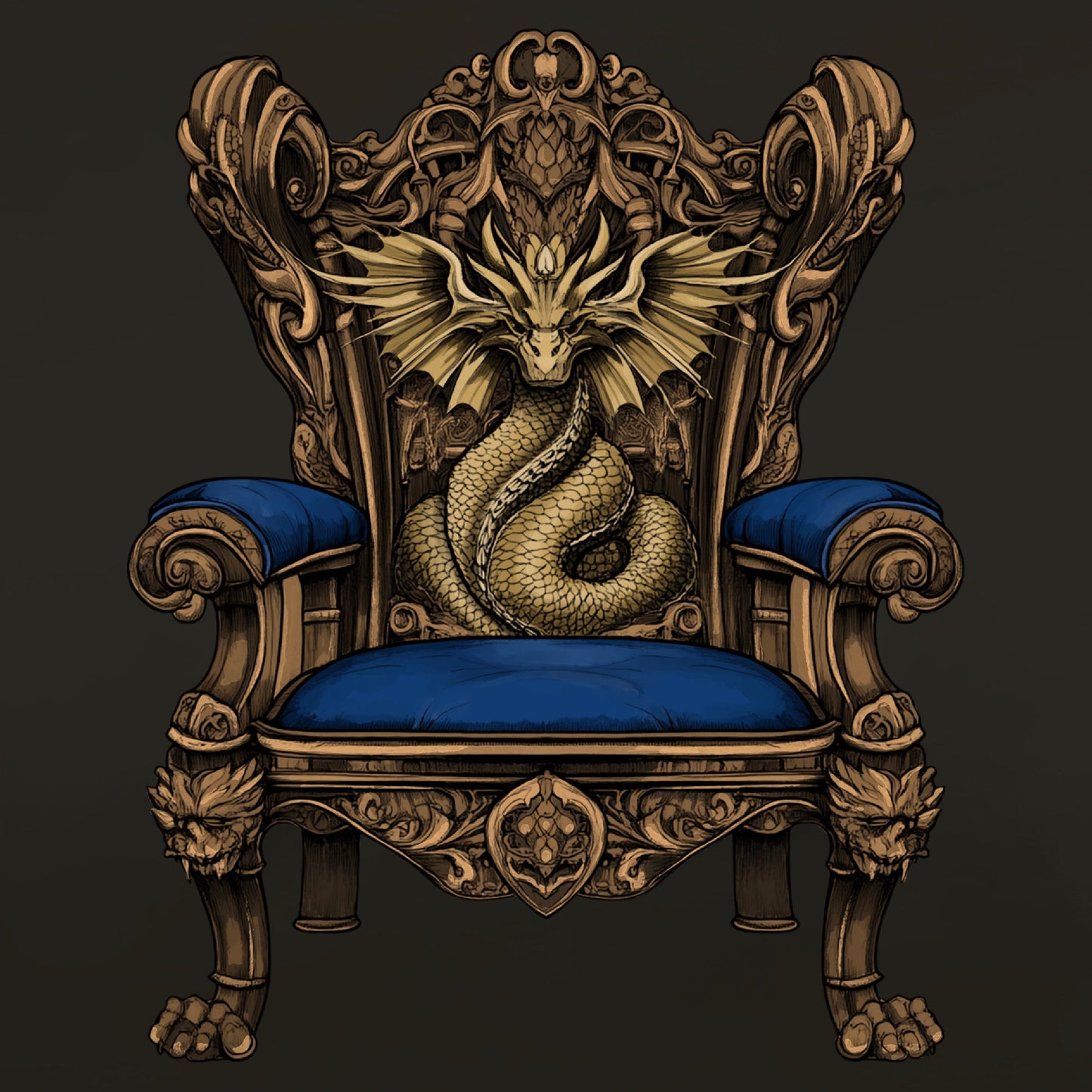 Motiv-Panel Kunstleder Drachenstuhl Drache Stuhl