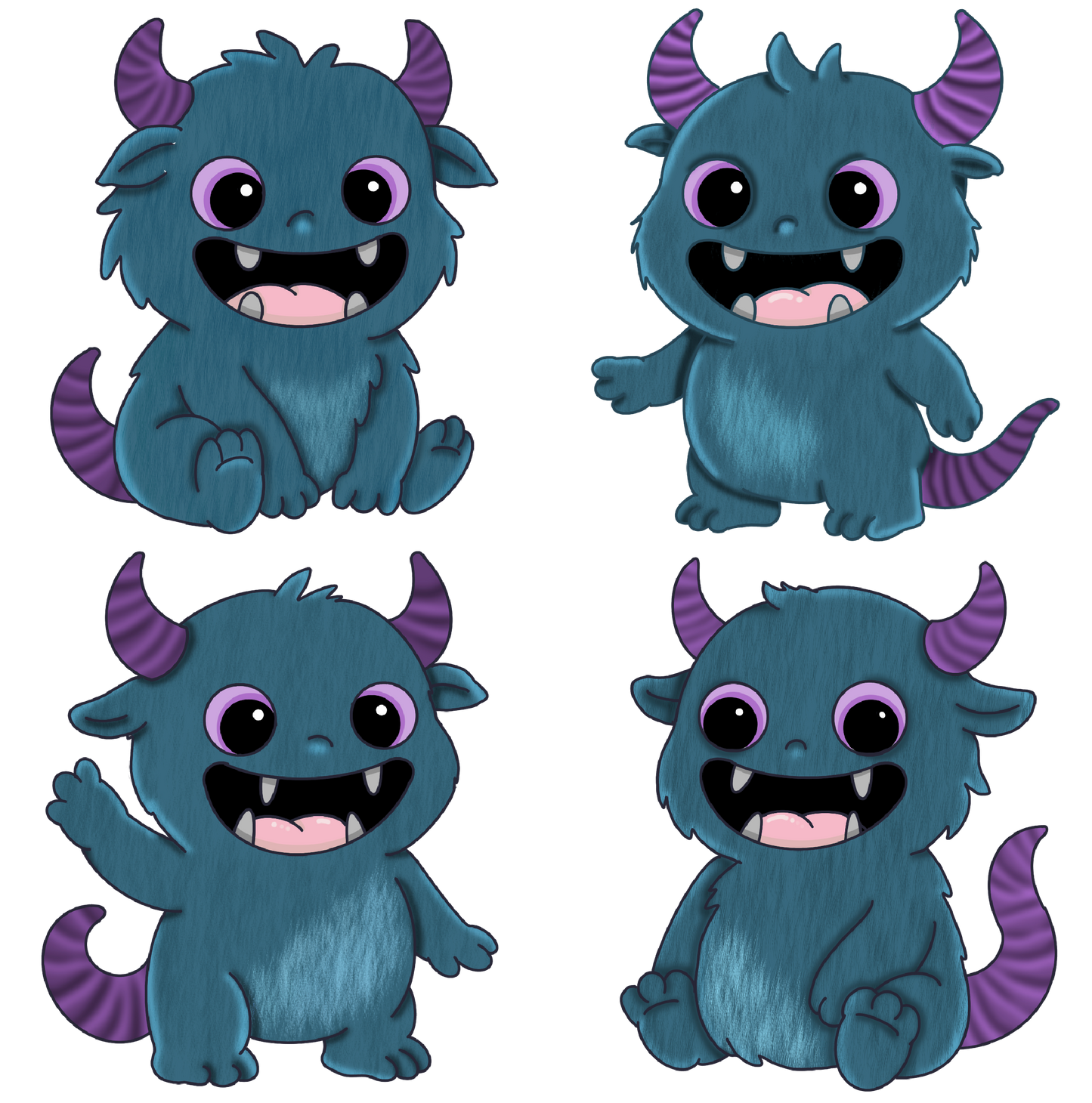 Bügelbilder-Sheet - blaue Monster