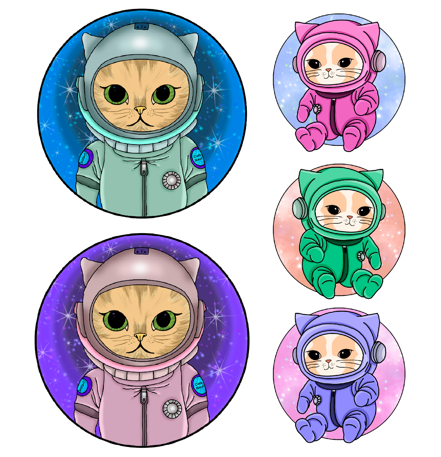 Bügelbilder-Sheet - Space Cats