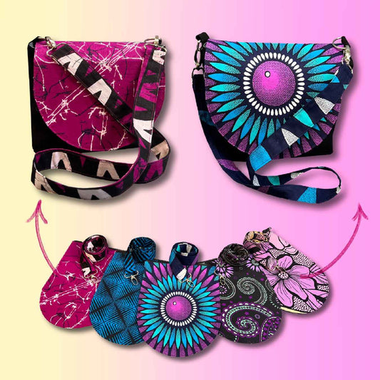 Tasche mit Wechselklappe und passendem Gurt nähen - 1x nähen & für jedes Outfit die perfekte Tasche haben - mit Reißverschluss statt Druckknöpfen