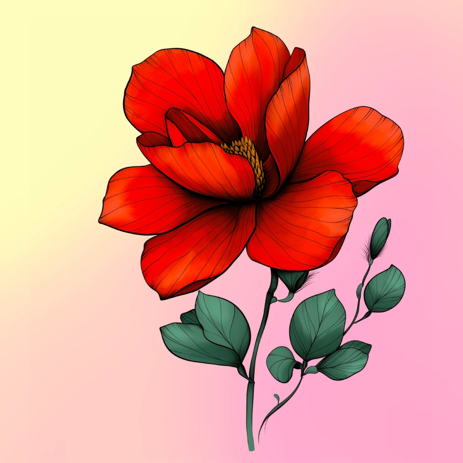 Motiv-Panel Kunstleder rote Blume