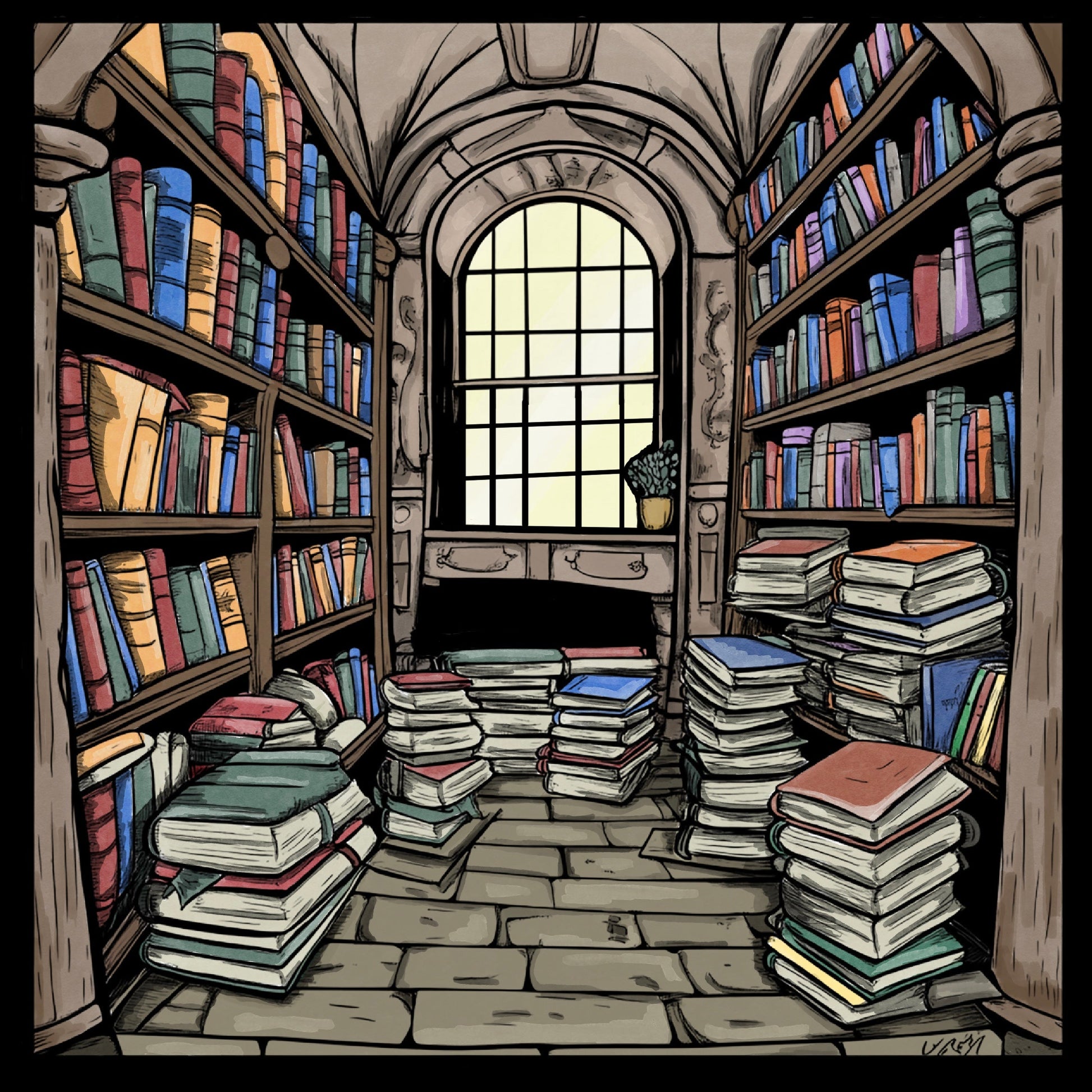 Motiv-Panel Kunstleder Bücherei