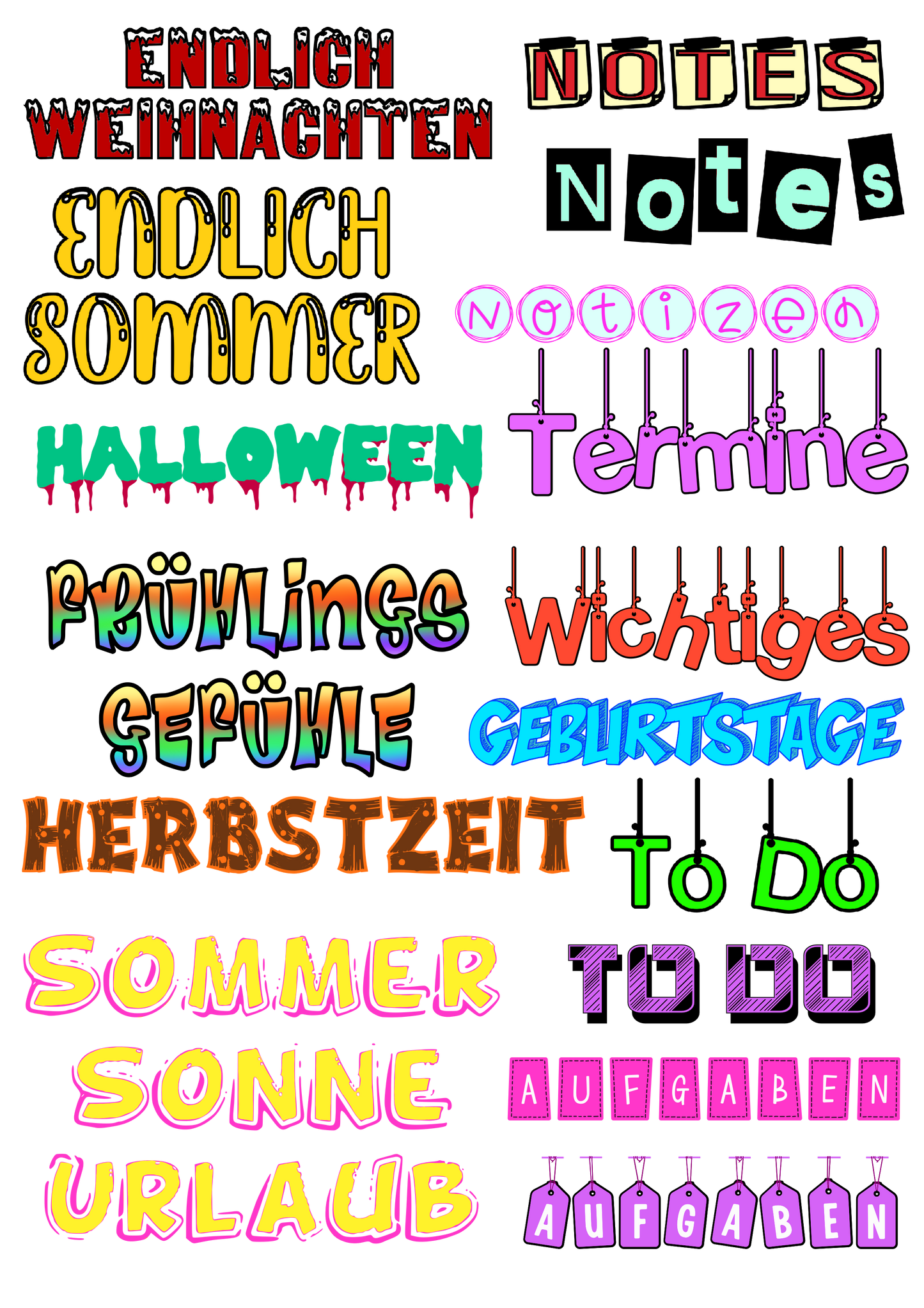 Stickervorlagen Journaling