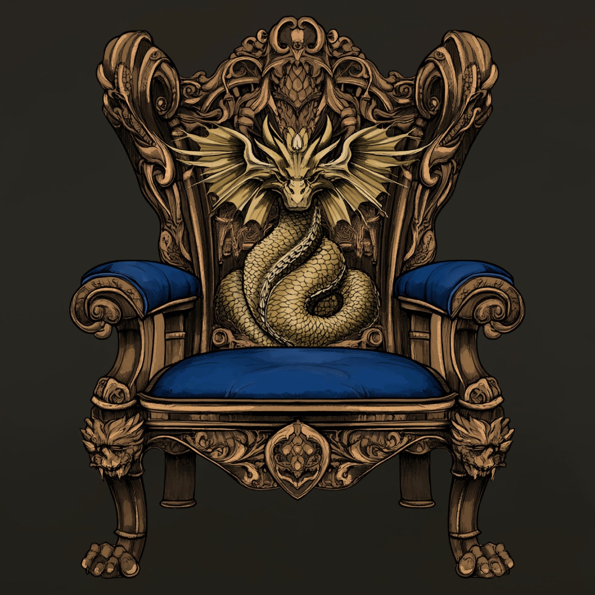 Motiv-Panel Kunstleder Drachenstuhl Drache Stuhl