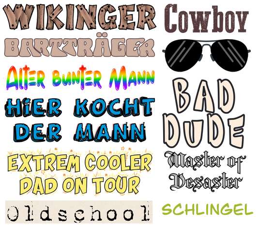 Bügelbilder-Sheet - Bartträger