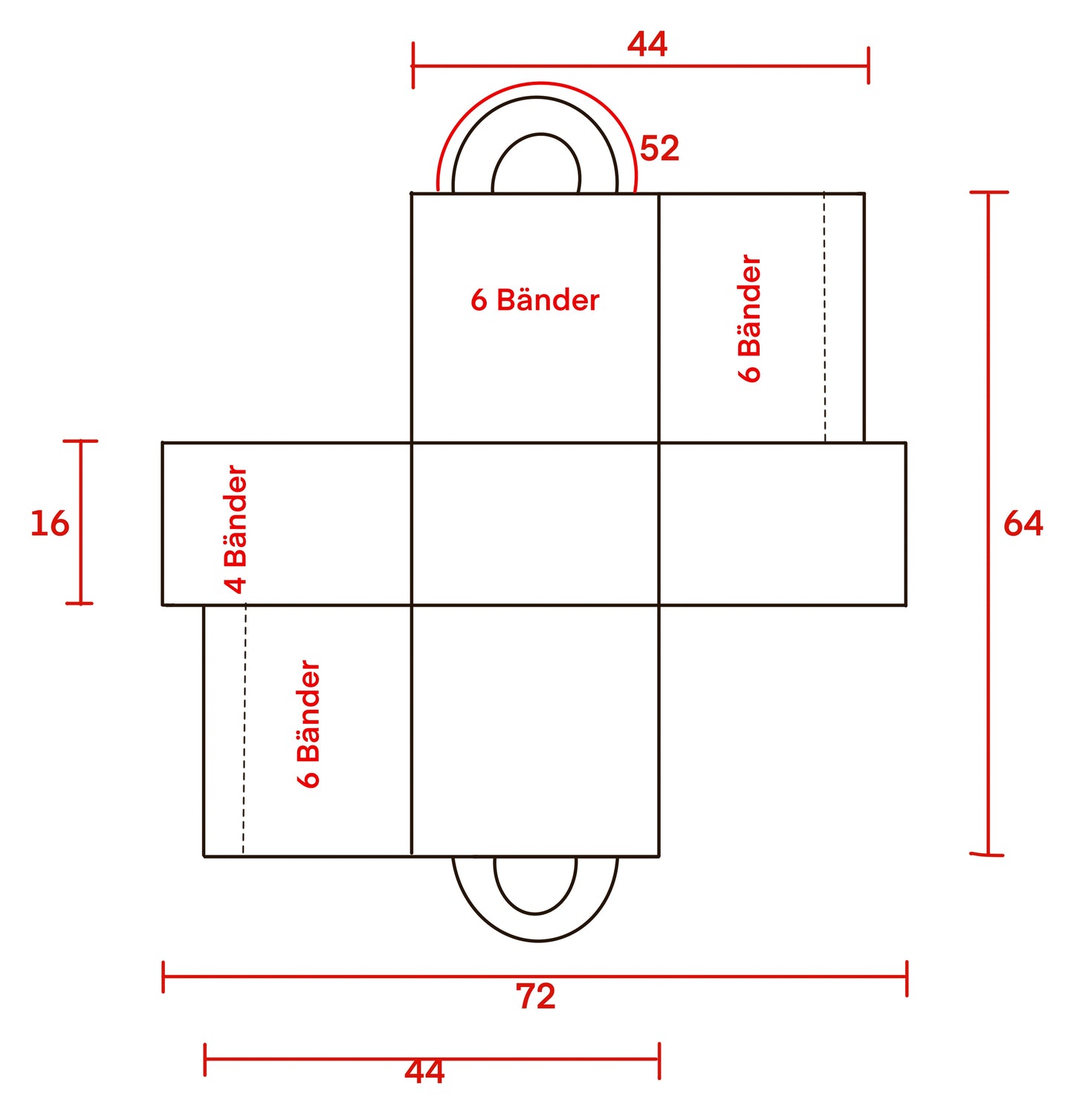 Maße Gurtband-Tasche