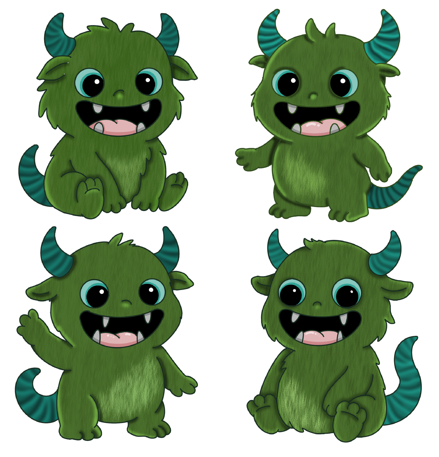 Bügelbilder-Sheet - farbige Monster