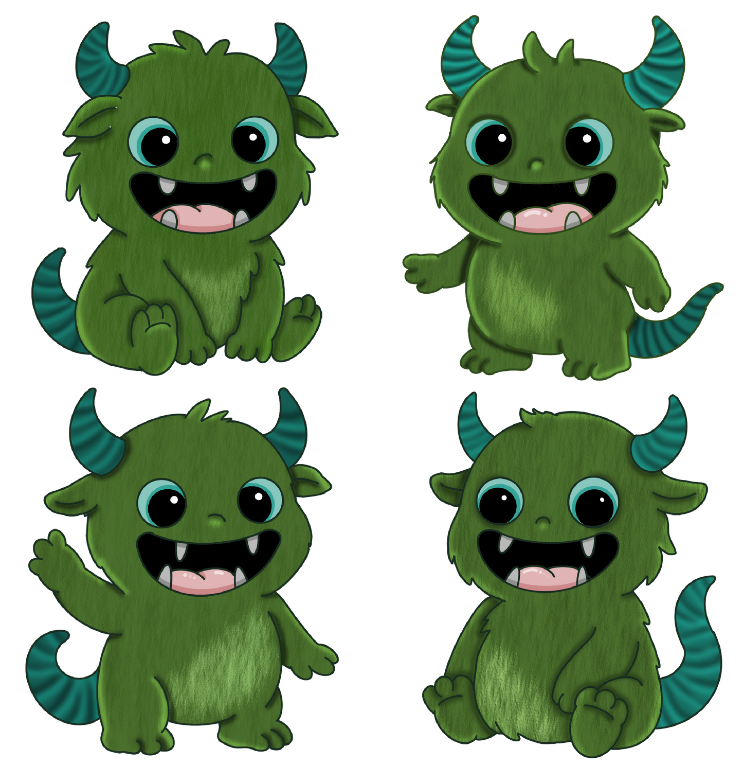 Bügelbilder-Sheet - grüne Monster