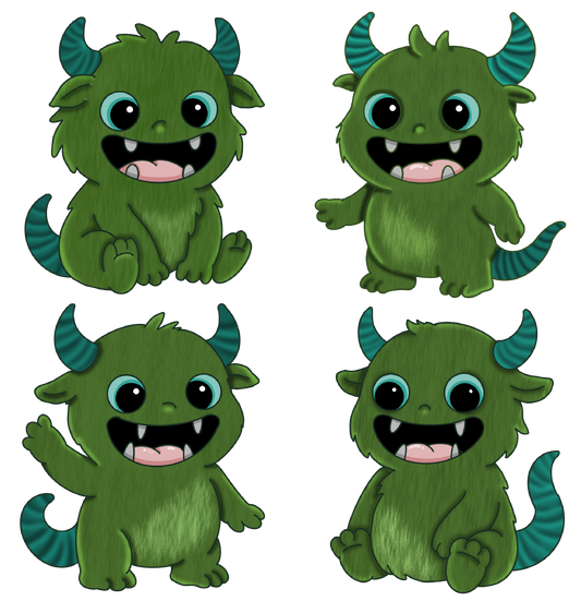 Bügelbilder-Sheet - grüne Monster