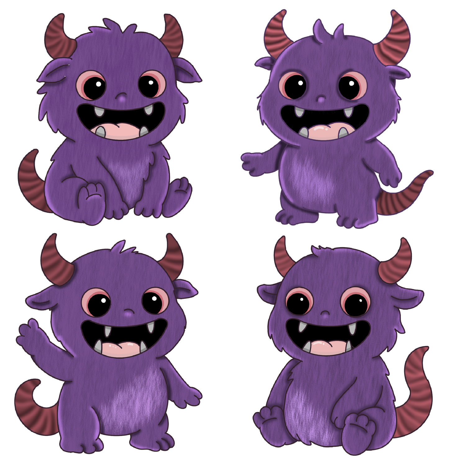 Bügelbilder-Sheet - lila Monster