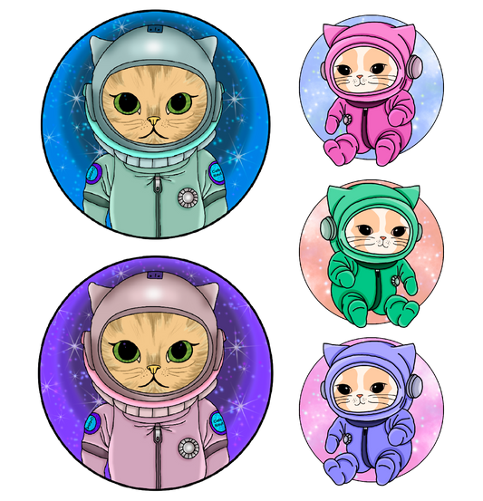 Bügelbilder-Sheet - Space Cats