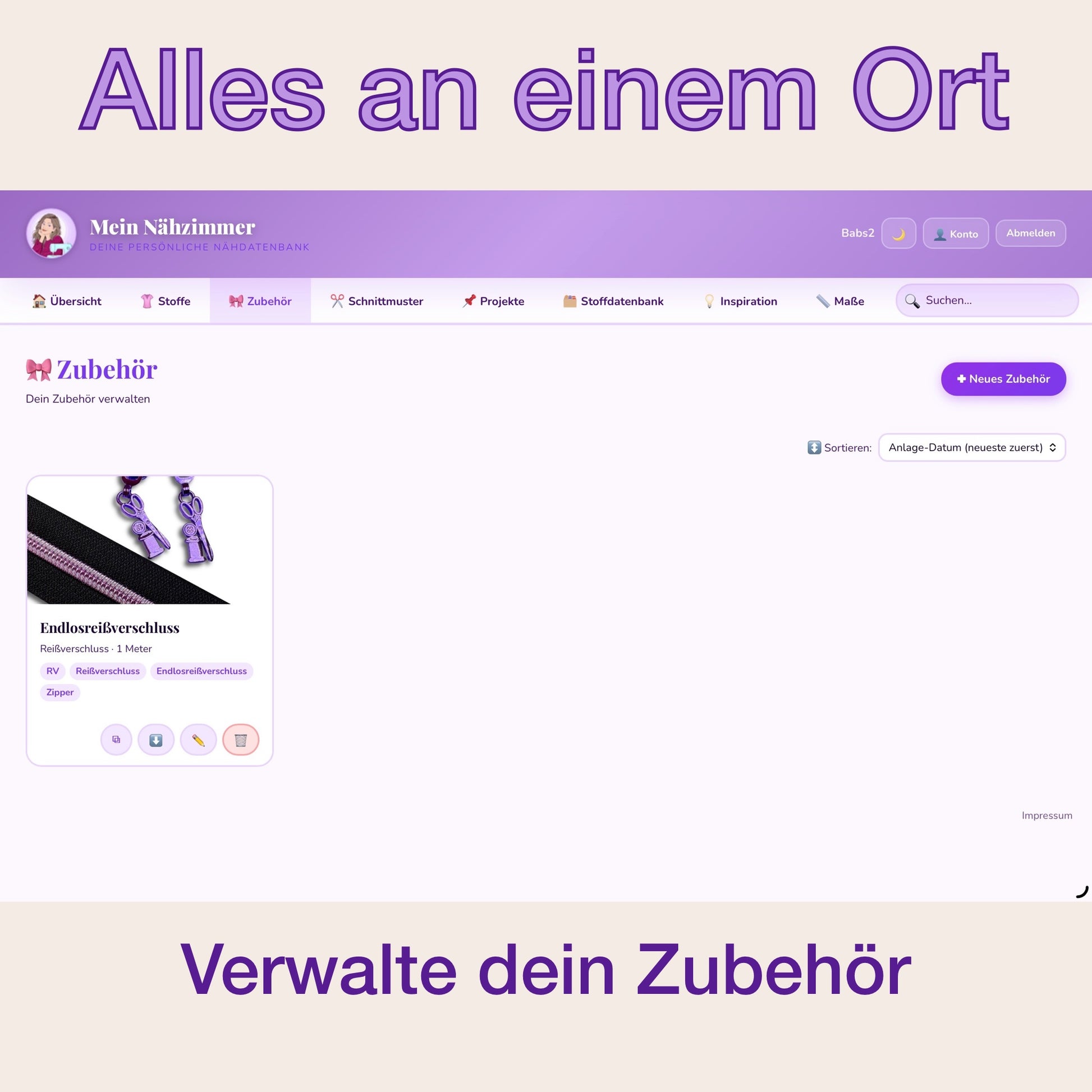 Mein Nähzimmer - die Näh-Datenbank - Papperlababs
