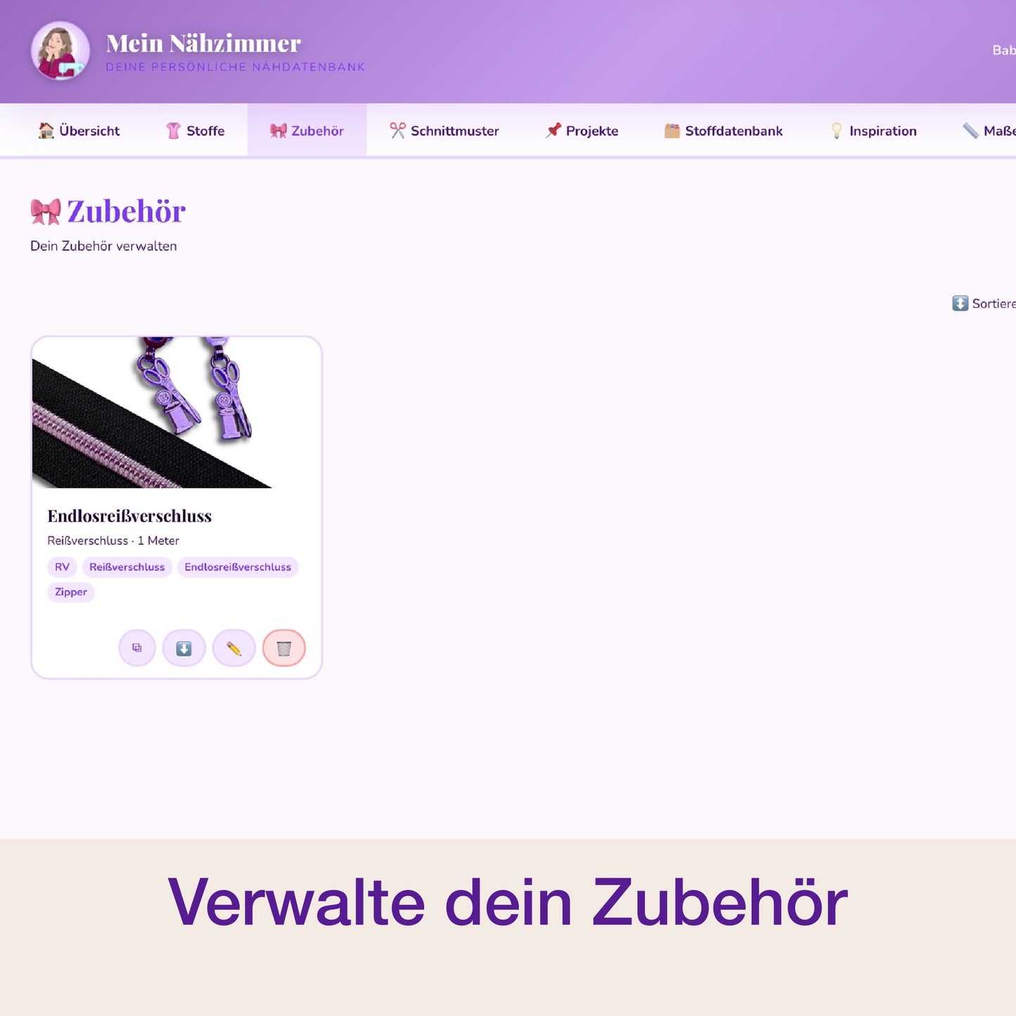 Mein Nähzimmer - deine persönliche Näh-Datenbank