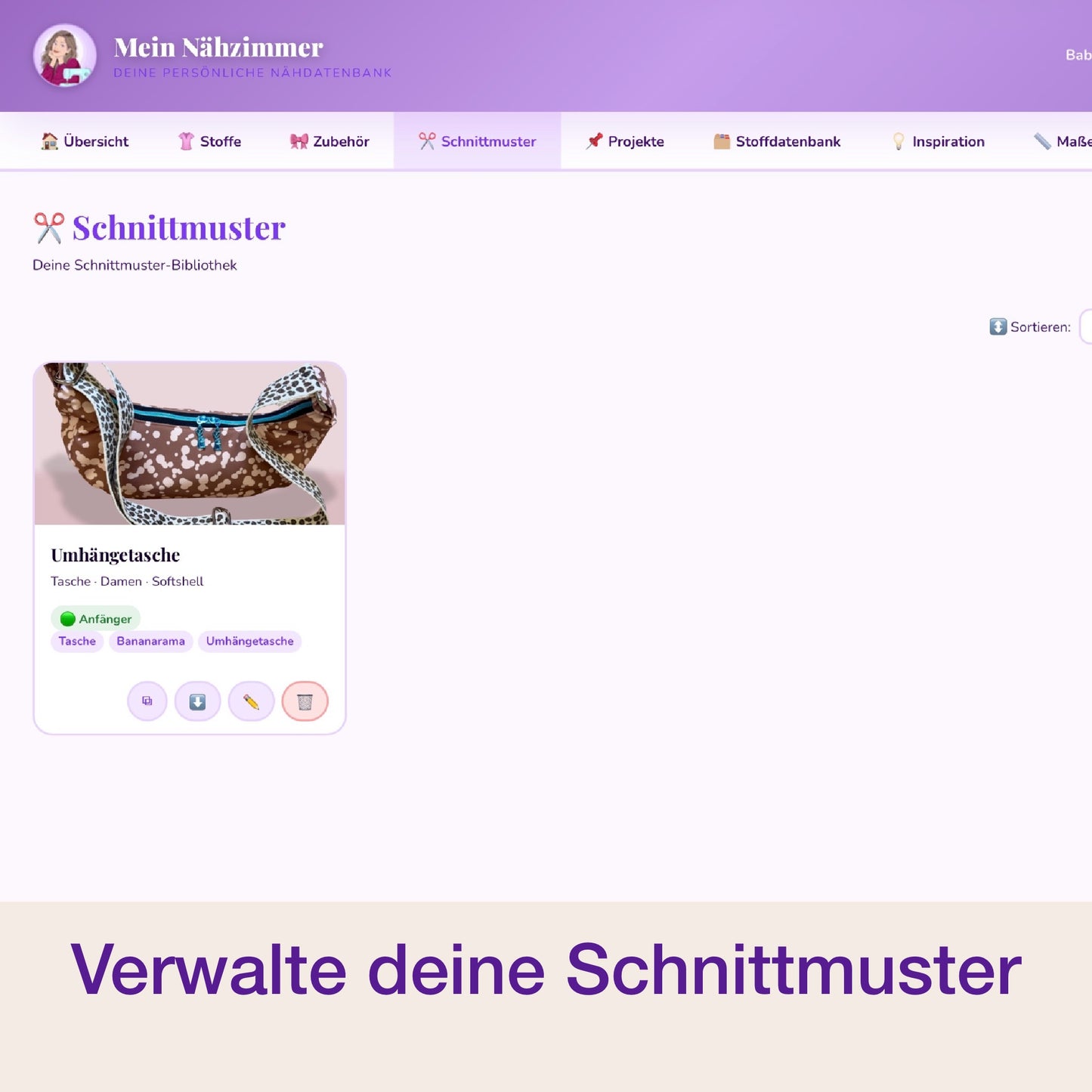 Mein Nähzimmer - deine persönliche Näh-Datenbank