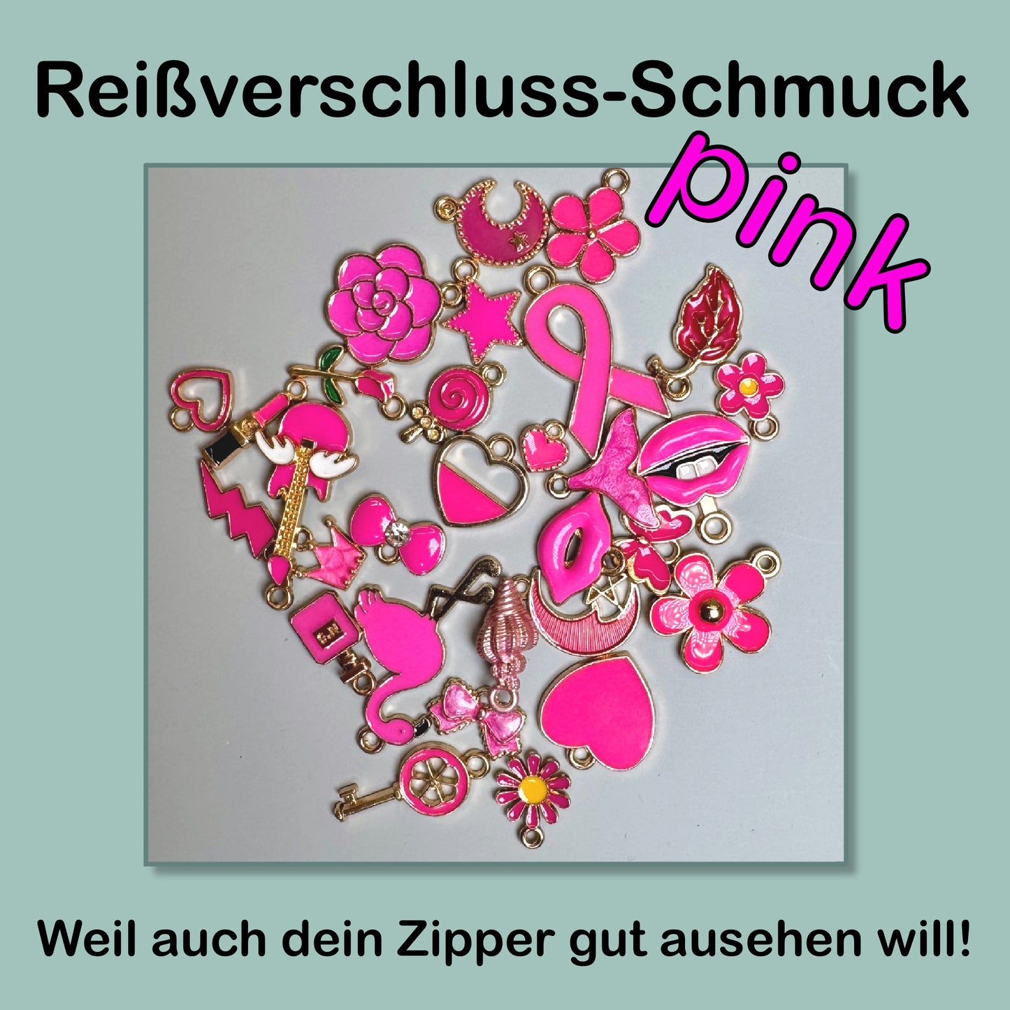 Reißverschluss-Schmuck pink