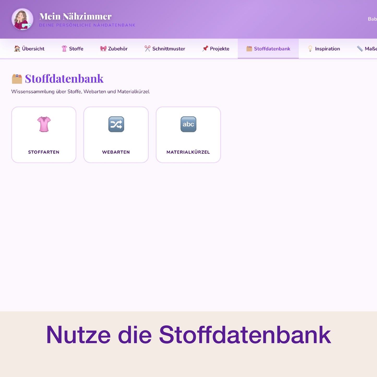 Mein Nähzimmer - deine persönliche Näh-Datenbank