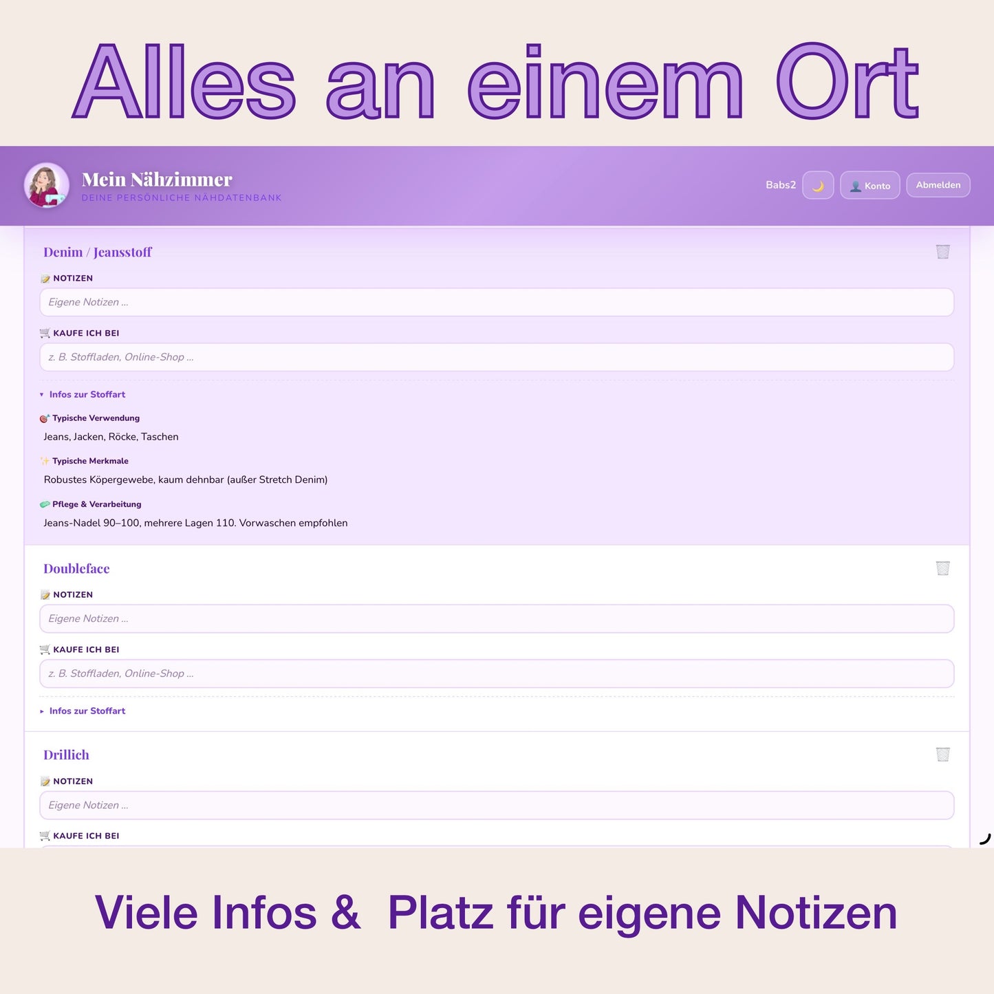 Mein Nähzimmer - die Näh-Datenbank - Papperlababs