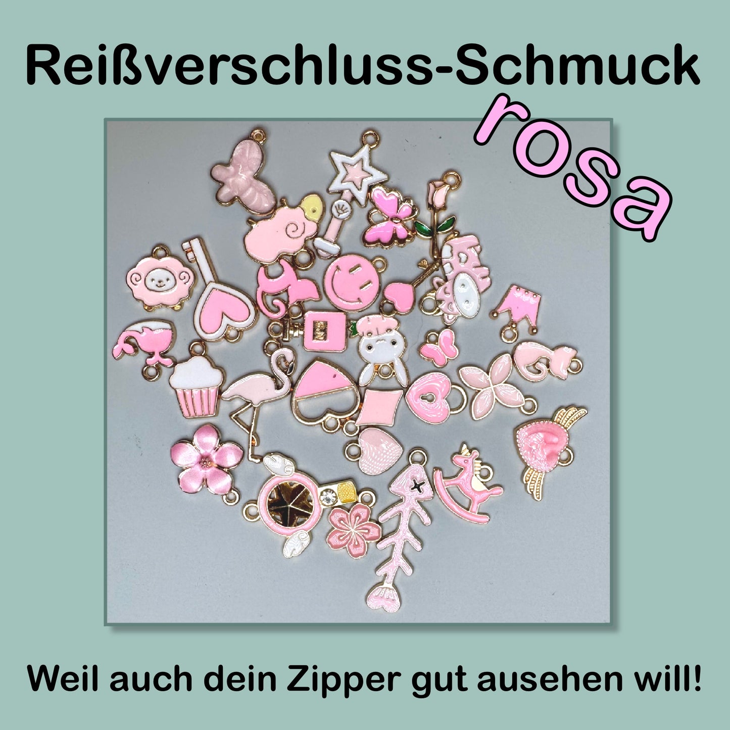 Reißverschluss-Schmuck rosa