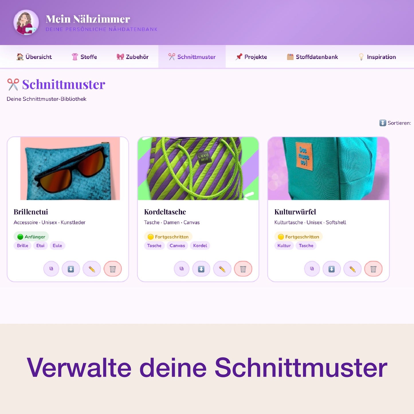 Mein Nähzimmer - deine persönliche Näh-Datenbank