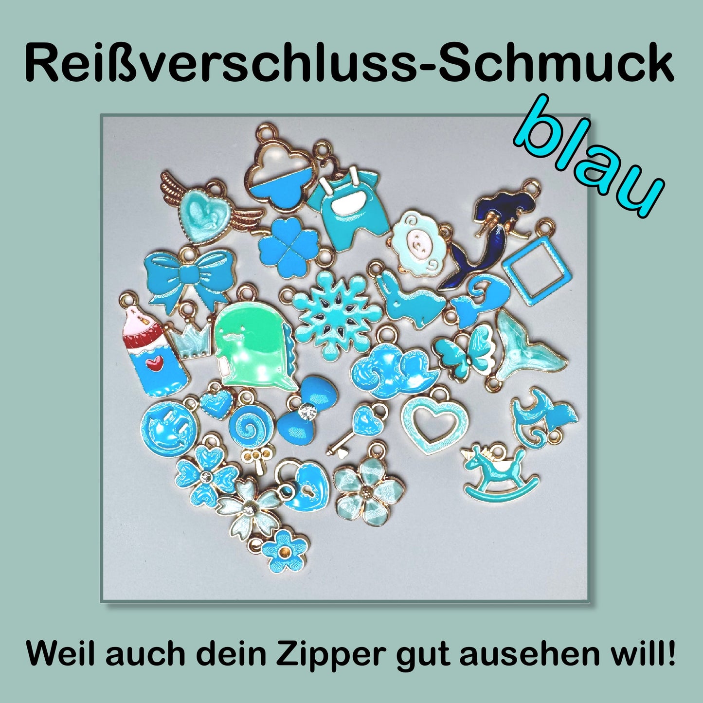 Reißverschluss-Schmuck blau