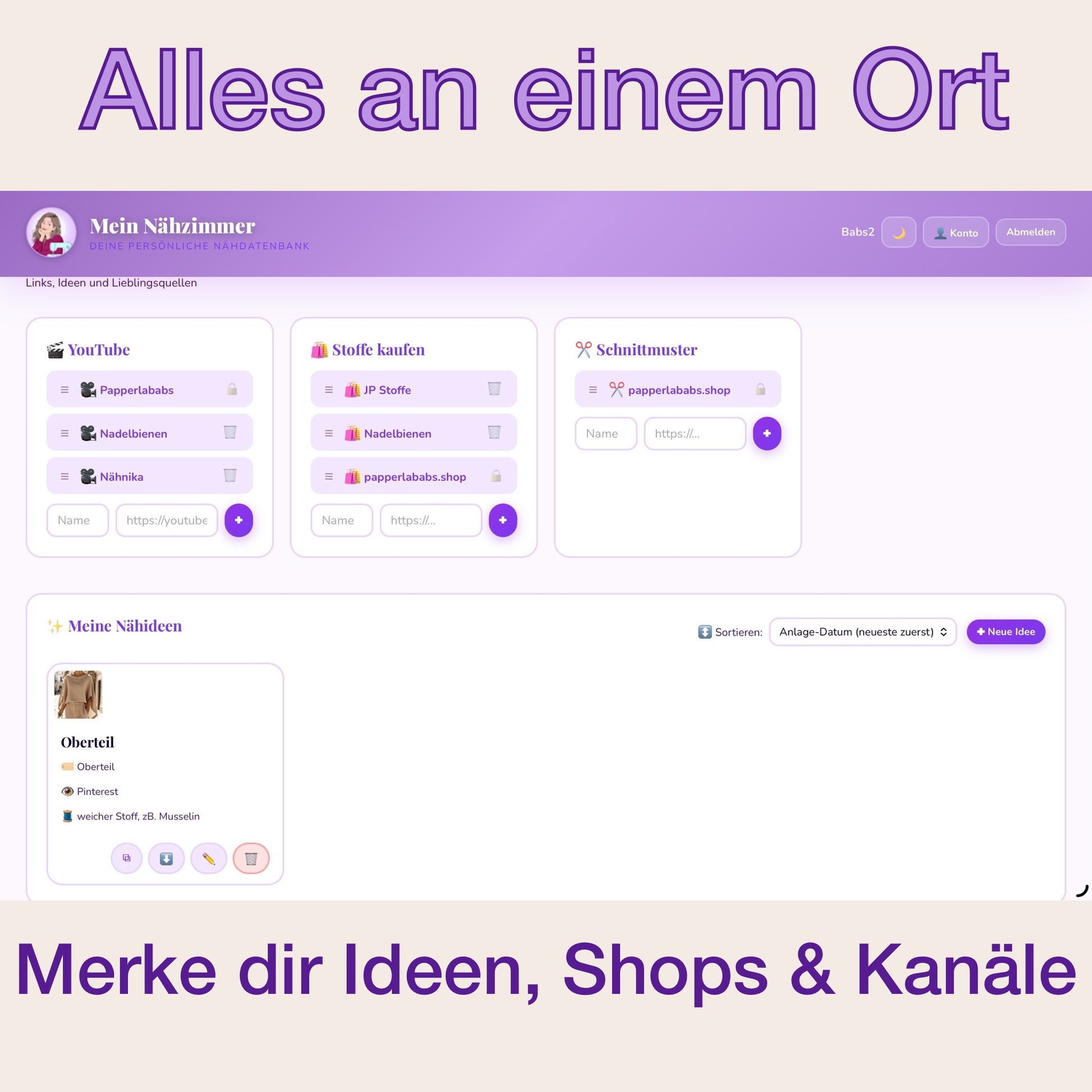 Mein Nähzimmer - die Näh-Datenbank - Papperlababs