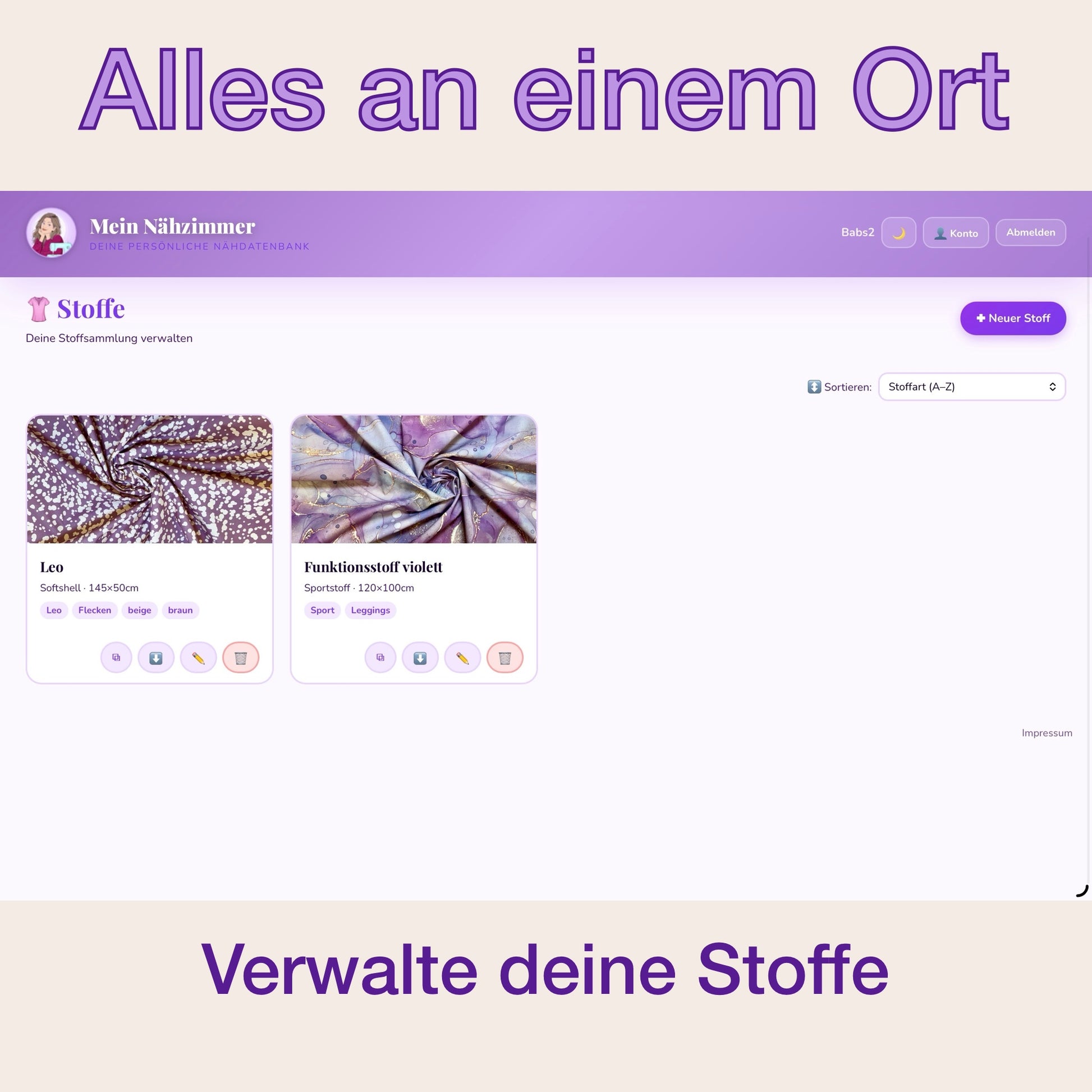 Mein Nähzimmer - die Näh-Datenbank - Papperlababs