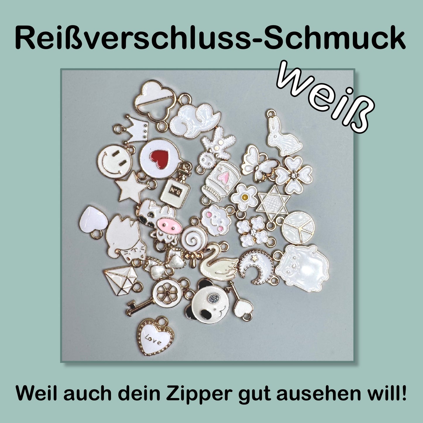 Reißverschluss-Schmuck weiß