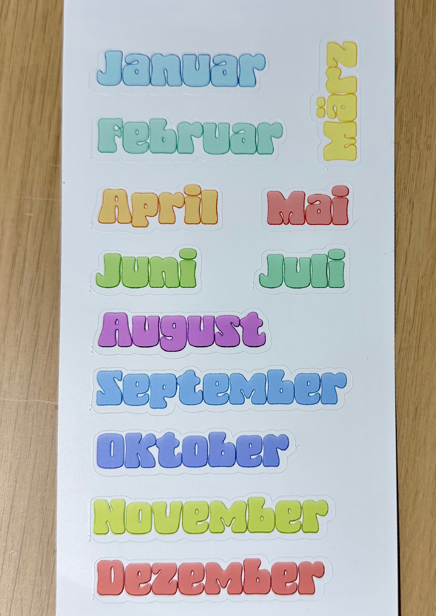 Stickersheet Monate