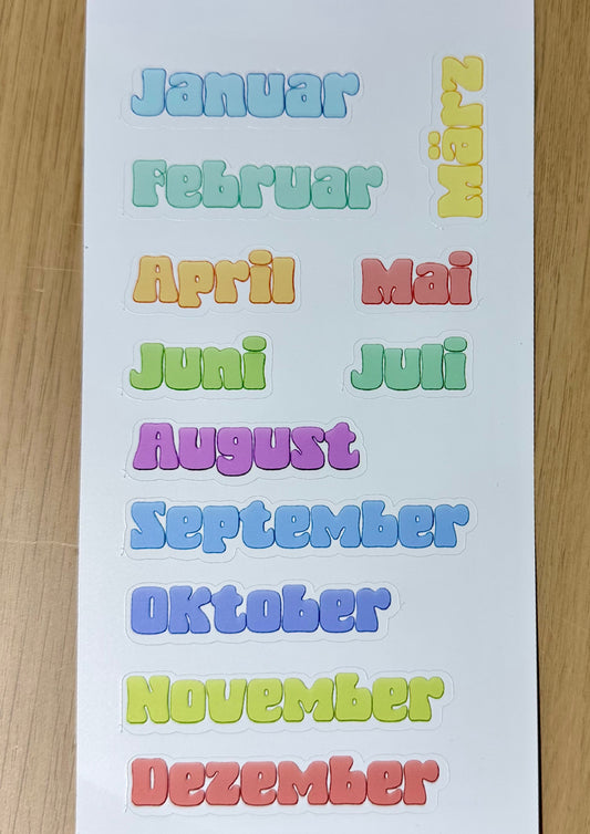 Stickersheet Monate