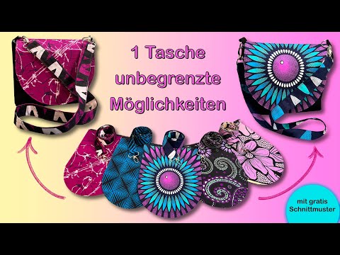 Video Nähanleitung Tasche mit Wechselklappe und passendem Gurt nähen